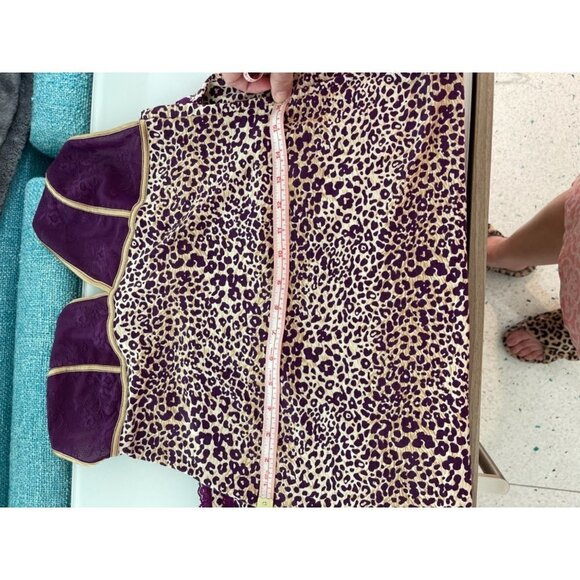 Intimately Free People Nightie Size Large L Womens Animal Print Lace Purple Gold - Picture 15 of 16